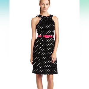 Eliza J Black and White polka dot pink belt Halter Sundress
